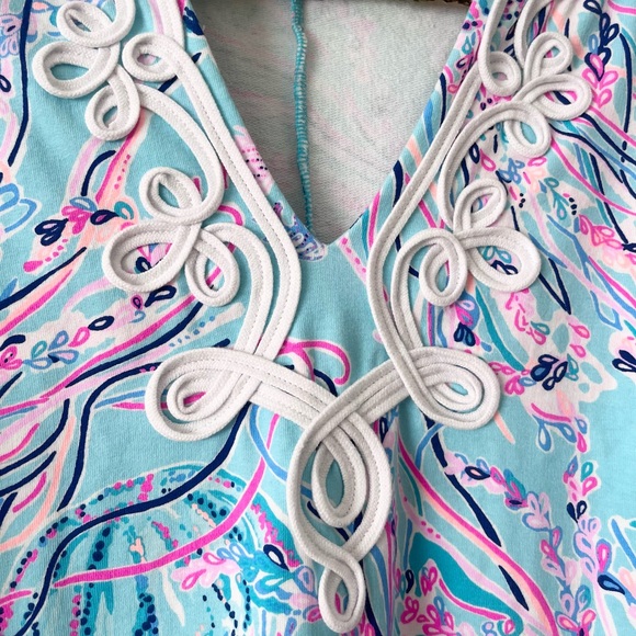 Lilly Pulitzer Harper Shift Dress Long Sleeve Bayside Blue Stretch Medium - Picture 5 of 10